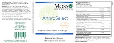 Moss Nutrition ArthroSelect source label used in the packaging illustration