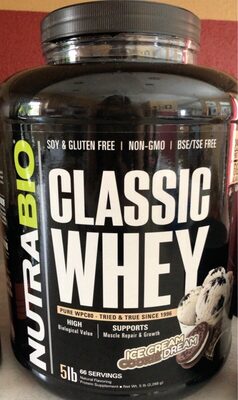 NutraBio Classic Whey Ice Cream Cookie Dream source label used in the packaging illustration