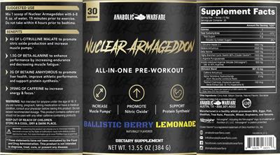 Anabolic Warfare Nuclear Armageddon Ballistic Berry Lemonade source label used in the packaging illustration