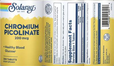 Solaray Chromium Picolinate 200 mcg product packaging