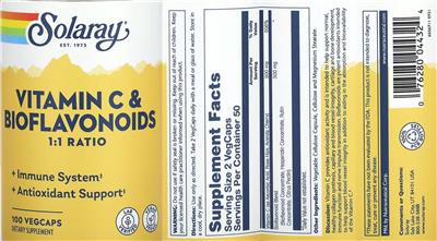 Solaray Vitamin C & Bioflavonoids 1:1 Ratio product packaging