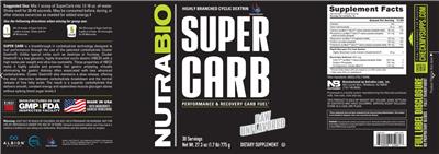 NutraBio Super Carb Raw Unflavored product packaging