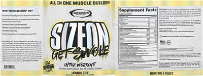 Gaspari Nutrition SizeOn Lemon Ice source label used in the packaging illustration