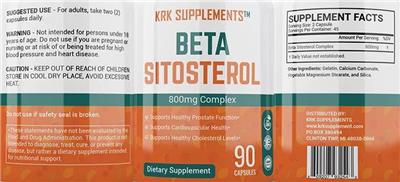 KRK Supplements Beta Sitosterol 800 mg source label used in the packaging illustration