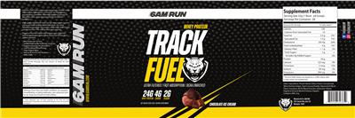 6AM Run Track Fuel Chocolate Ice Cream source label used in the packaging illustration