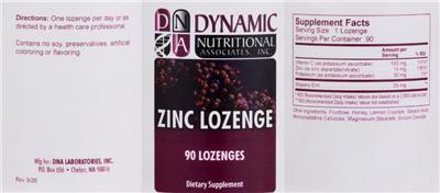 DNA Dynamic Nutritional Associates Zinc Lozenge product packaging