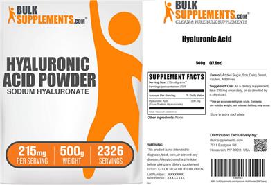 BulkSupplements.com Hyaluronic Acid Powder 215 mg product packaging