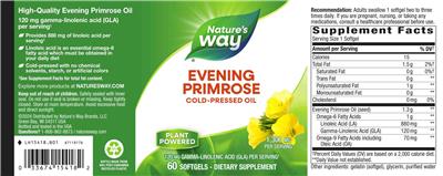 Nature's Way Evening Primrose 1300 mg source label used in the packaging illustration