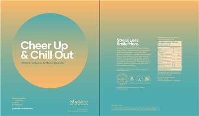 Shaklee Multi-Taskers Cheer Up & Chill Out Strawberry Gummies source label used in the packaging illustration