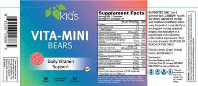 Mountain Meadow Herbs Kids Vita-Mini Bears Mixed Fruit Flavors source label used in the packaging illustration