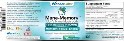 Wonder Labs Mane-Memory source label used in the packaging illustration