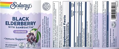 Solaray Black Elderberry with SambuActin Natural Elderberry Flavor source label used in the packaging illustration