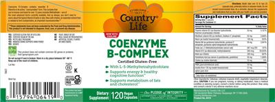 Country Life Coenzyme B-Complex source label used in the packaging illustration