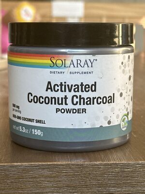 Solaray Activated Coconut Shell Charcoal Powder 500 mg source label used in the packaging illustration