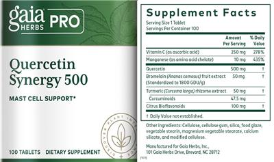 Gaia Herbs Pro Quercetin Synergy 500 source label used in the packaging illustration