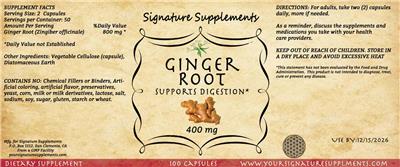 Signature Supplements Ginger Root 400 mg product packaging
