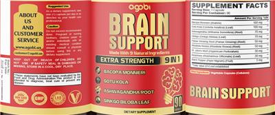 Agobi Brain Support source label used in the packaging illustration