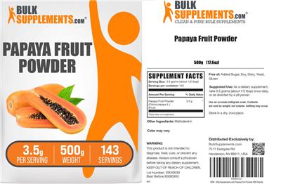 BulkSupplements.com Papaya Fruit Powder 3.5 g product packaging