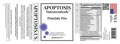 APOPTOSIS Nutraceuticals Prostate Pro source label used in the packaging illustration