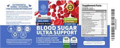 Number One Nutrition Blood Sugar Ultra Support source label used in the packaging illustration