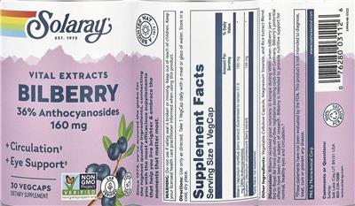 Solaray Bilberry 160 mg product packaging