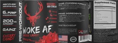DAS Labs Woke AF Pre-Workout Cherry Candy product packaging