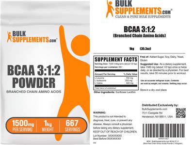 BulkSupplements.com BCAA 3:1:2 Powder 1500 mg source label used in the packaging illustration