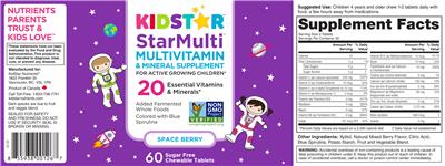 KidStar StarMulti Space Berry source label used in the packaging illustration