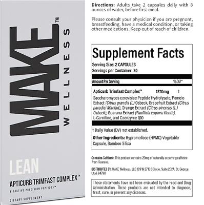 MAKE Wellness Lean source label used in the packaging illustration