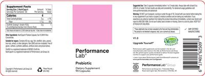 Performance Lab Prebiotic source label used in the packaging illustration