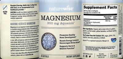 NatureWise Magnesium 300 mg source label used in the packaging illustration