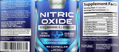 Built By Nature Nitric Oxide source label used in the packaging illustration