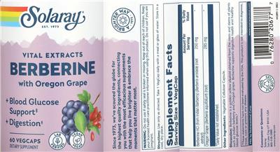 Solaray Berberine with Oregon Grape source label used in the packaging illustration