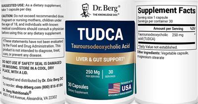 Dr. Berg TUDCA 250 mg source label used in the packaging illustration