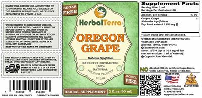 Herbal Terra Oregon Grape Alcohol Free product packaging