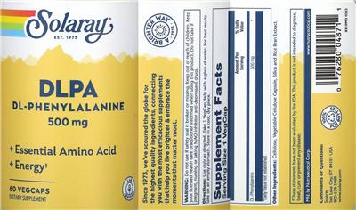 Solaray DLPA DL-Phenylalanine 500 mg product packaging