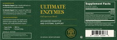 Global Healing Ultimate Enzymes source label used in the packaging illustration
